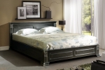Кровать 1600×2000 «Верди Люкс» массив дуба черный с серебряной патиной