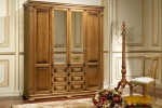Шкаф 4-х дверный с зеркалами «Верди Люкс» массив дуба натуральный