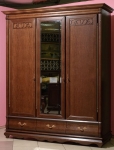Шкаф 3-х дверный с зеркалом «Модеро» массив дуба, цвет орех